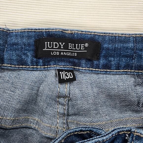 Judy Blue Mid Rise Distressed Raw Hem‎ Skinny Fit Jeans Women's Size 11/30 - Picture 2 of 7